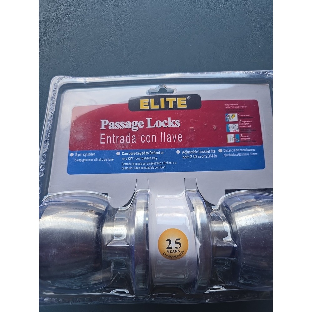 NEW!! ELITE Privacy Locks Lockset Satin Nickel Finish Door Knob  5 Pi. Cylinder! - Picture 2 of 6